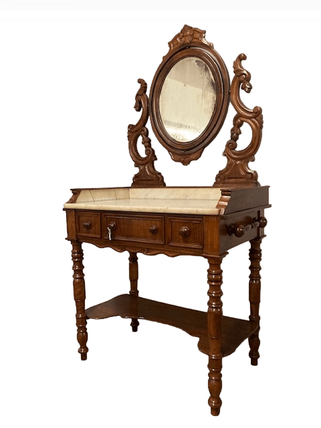 Toilette Luigi Filippo in noce con piano in marmo di Carrara, 1860 20