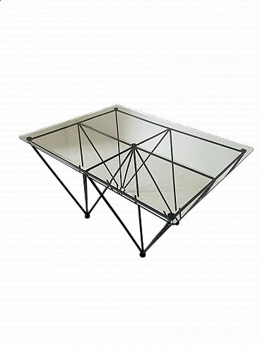 Coffee table with steel frame and glass top, 1970s