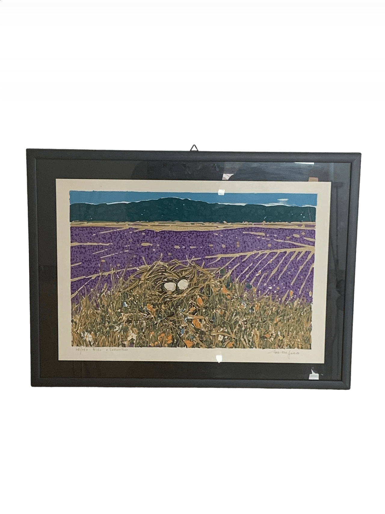 Serafico, Dipinto di paesaggio provenzale con campo di lavanda, anni '80 12