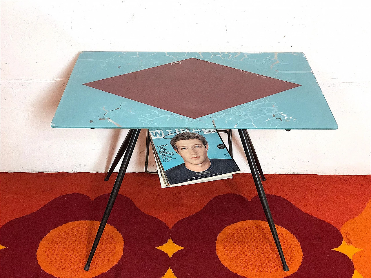 Glass coffee table with magazine rack, 1960s 3