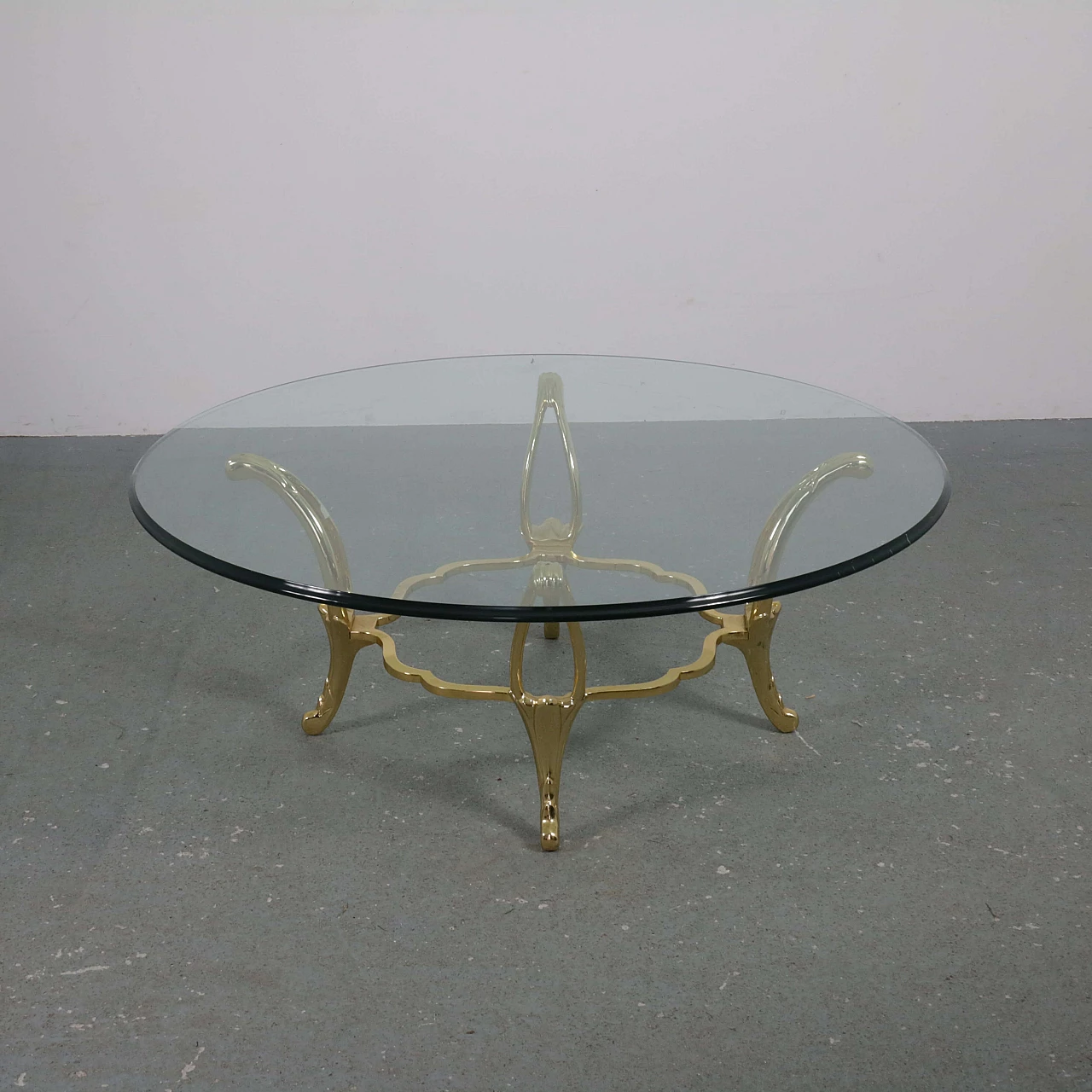 Bevelled brass and glass coffee table, 1980s 1