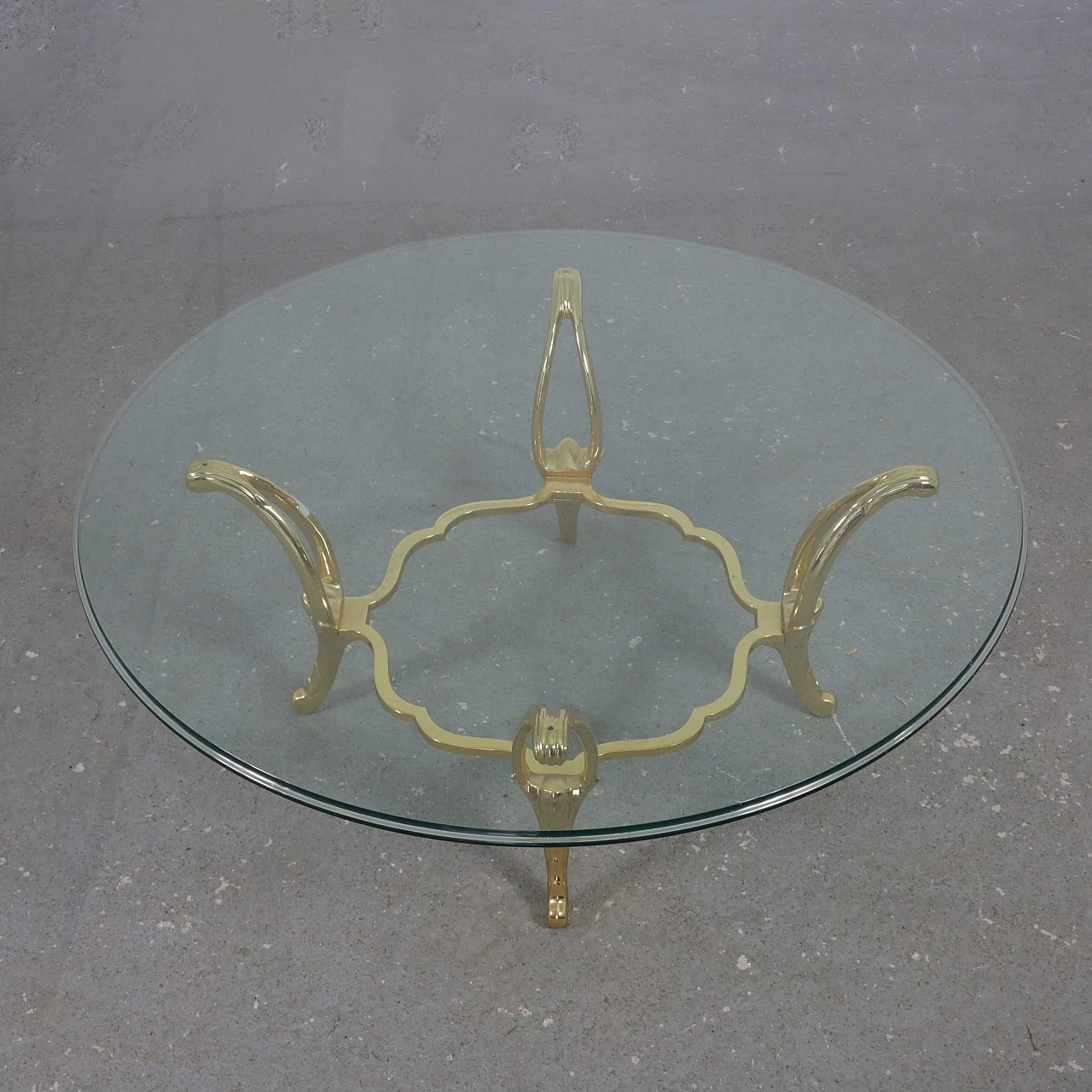 Bevelled brass and glass coffee table, 1980s 2