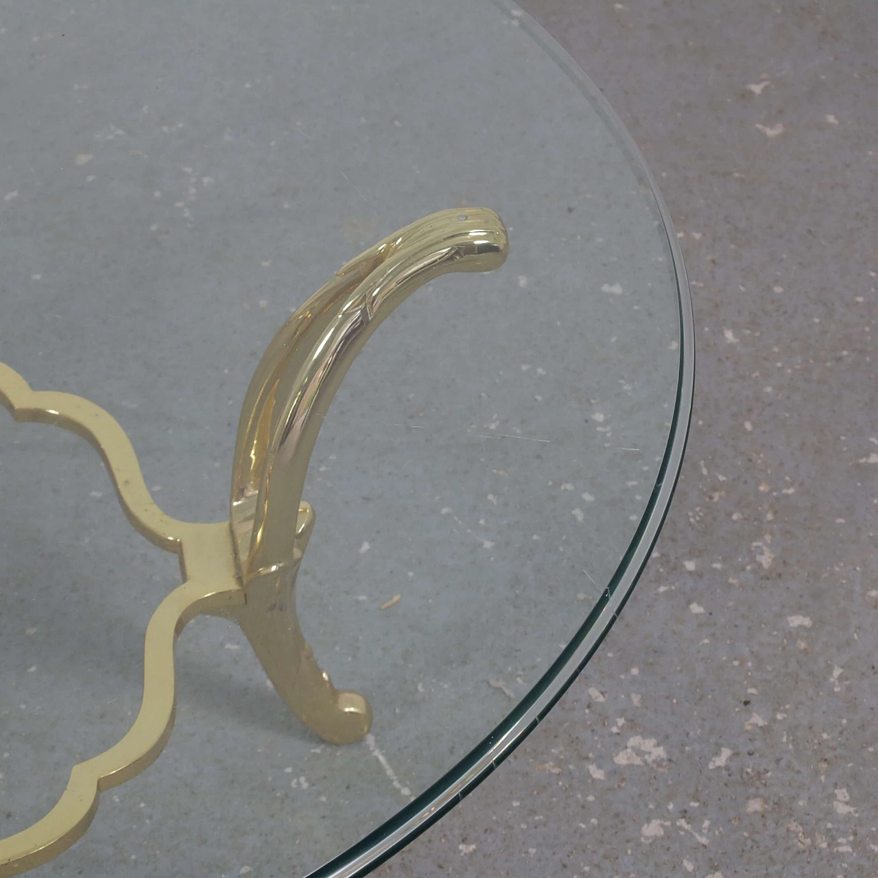 Tavolino da caffè in ottone molato e vetro, anni '80 3