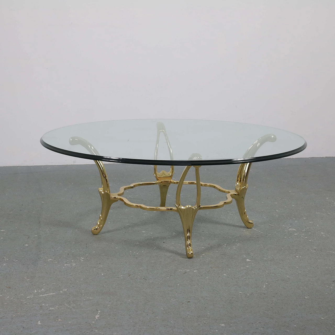 Bevelled brass and glass coffee table, 1980s 4