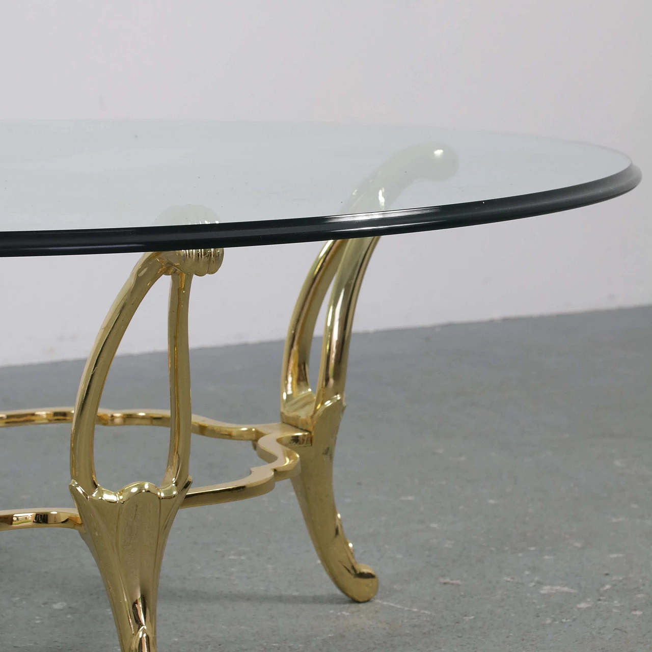 Bevelled brass and glass coffee table, 1980s 5