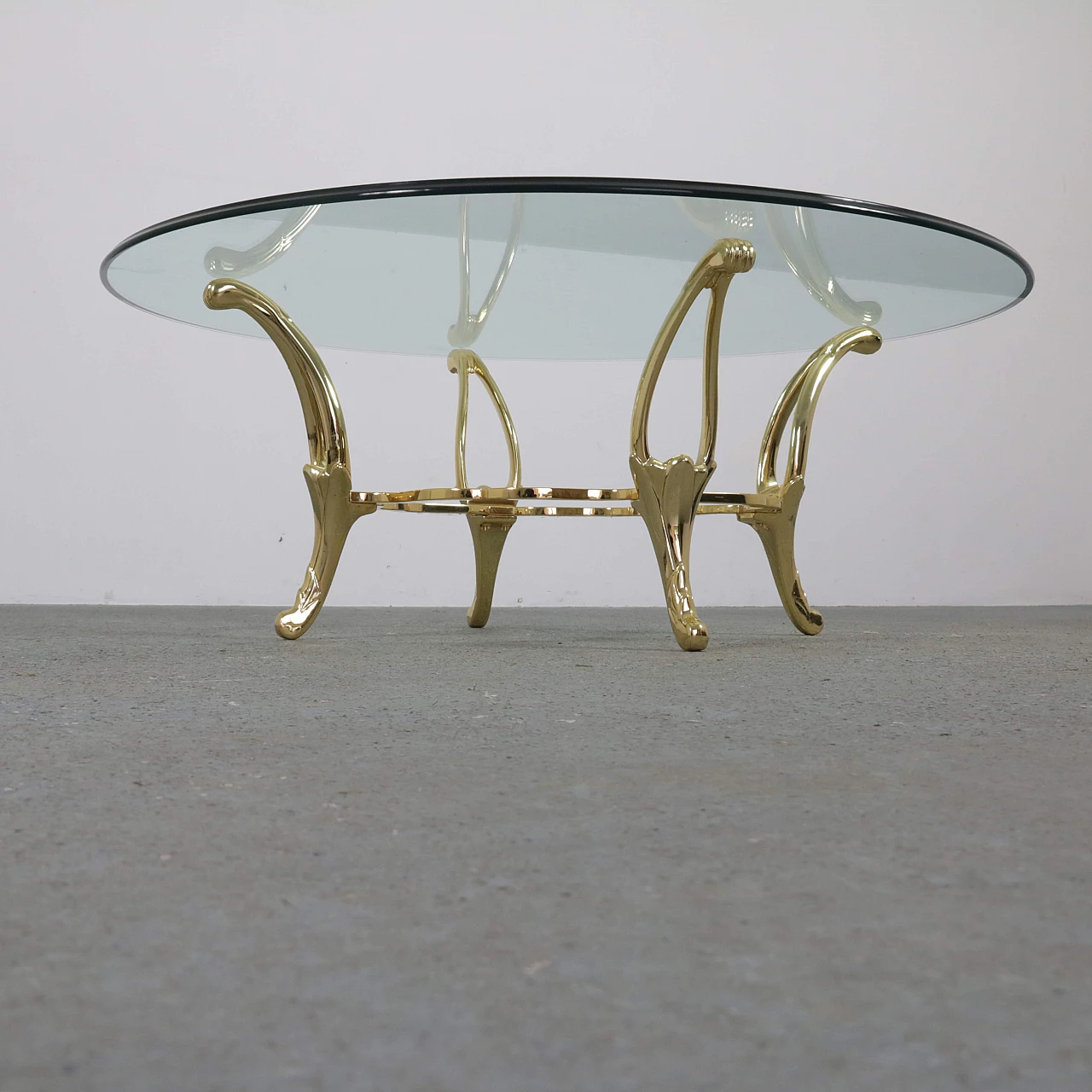 Bevelled brass and glass coffee table, 1980s 6