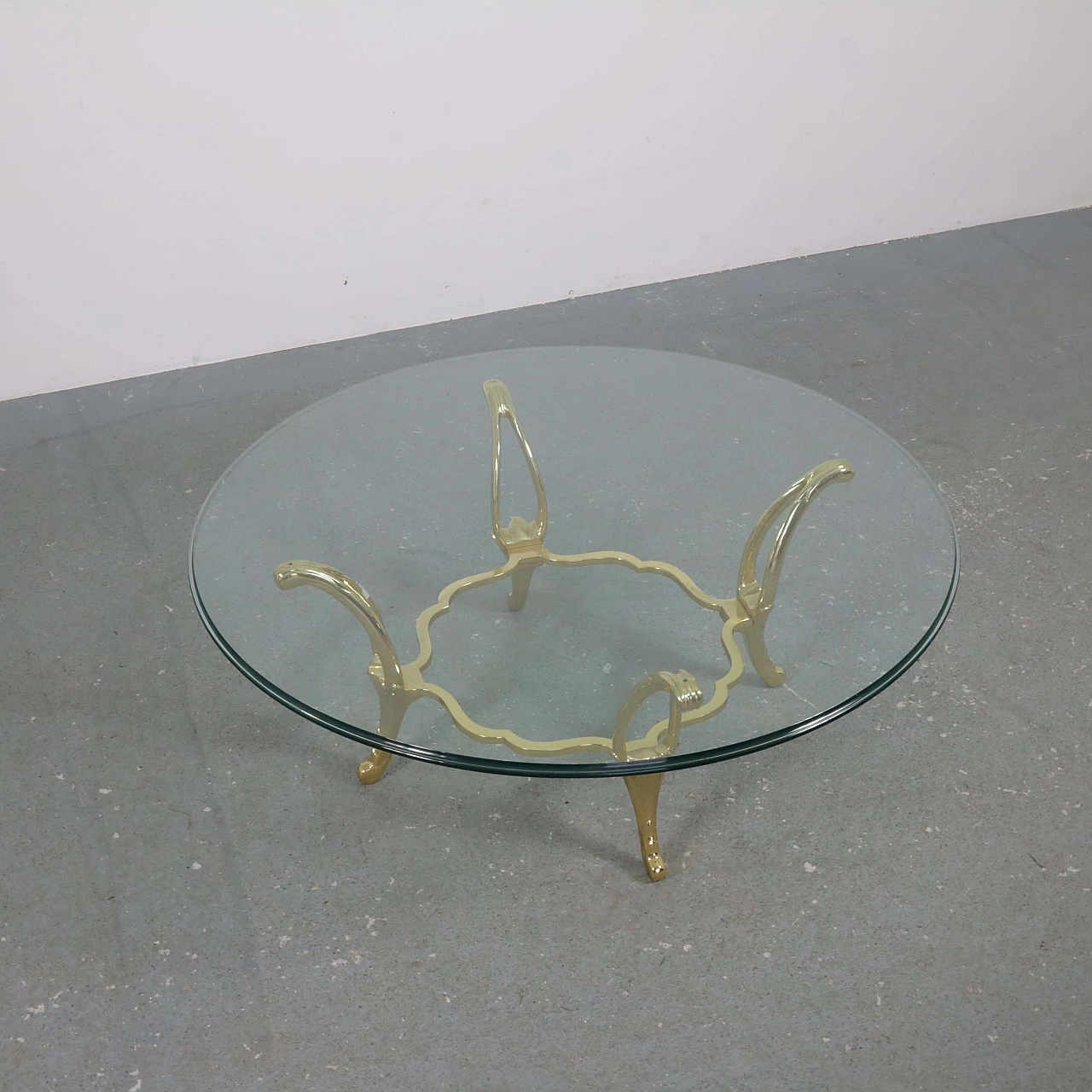Bevelled brass and glass coffee table, 1980s 8