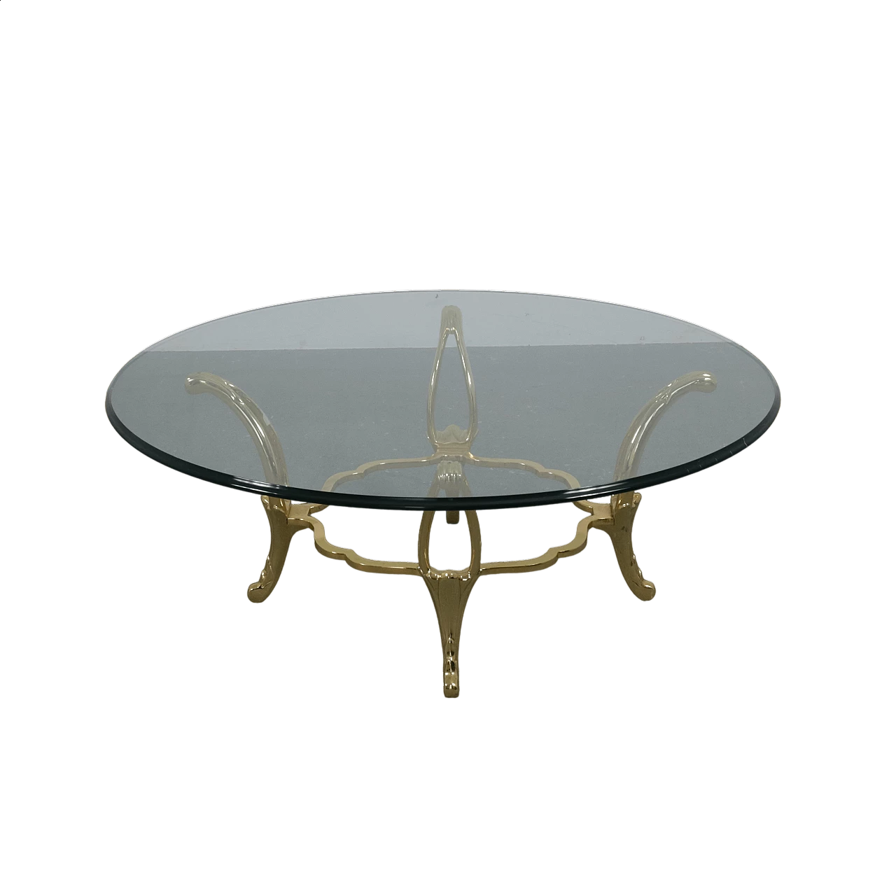 Bevelled brass and glass coffee table, 1980s 9