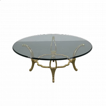 Bevelled brass and glass coffee table, 1980s