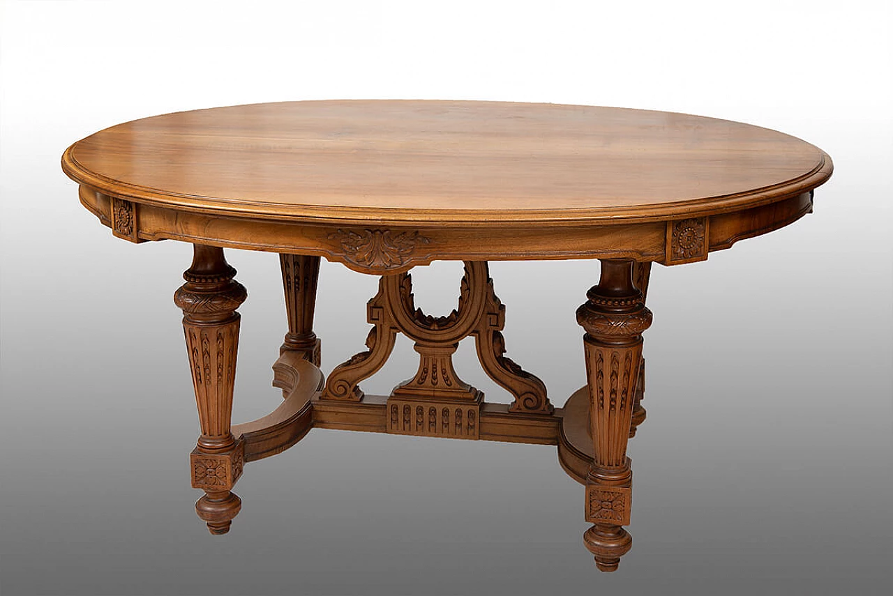 Napoleon III solid walnut extendible table, late 19th century 1