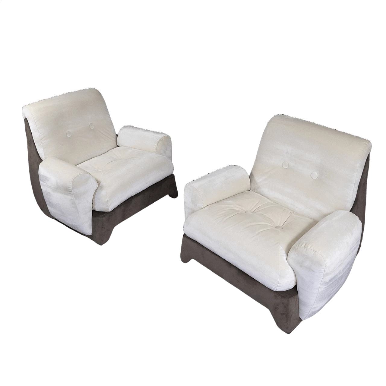 Pair of two-tone velvet armchairs, 1960s 13