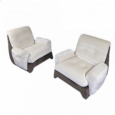 Pair of two-tone velvet armchairs, 1960s