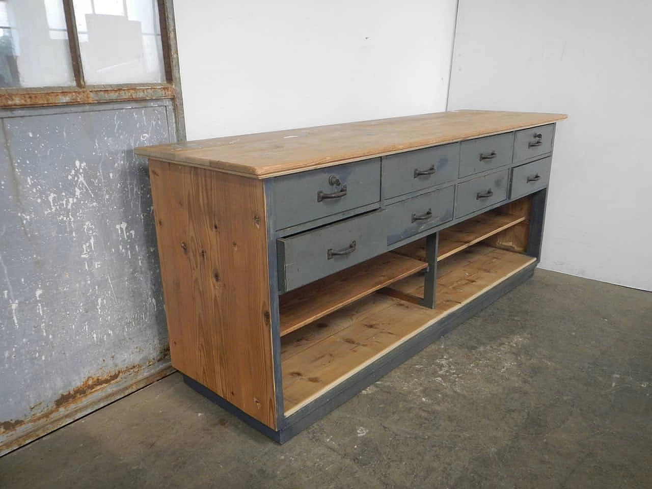 Blue painted spruce sideboard, 1950s 2