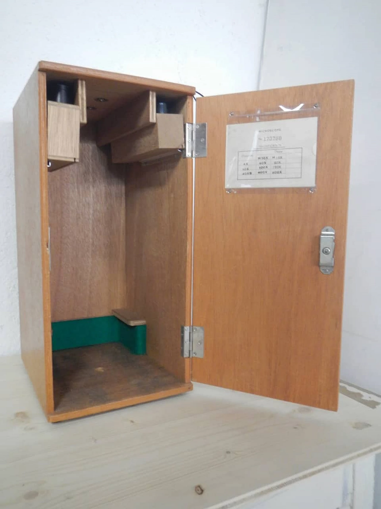Wood microscope box by Cecchinato, 1980s 2