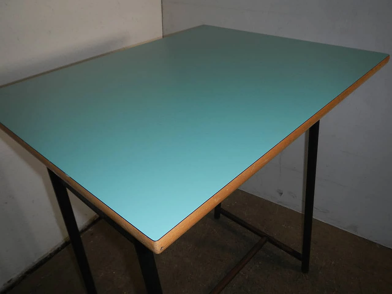 Wood, formica and iron school desk, 1960s 5