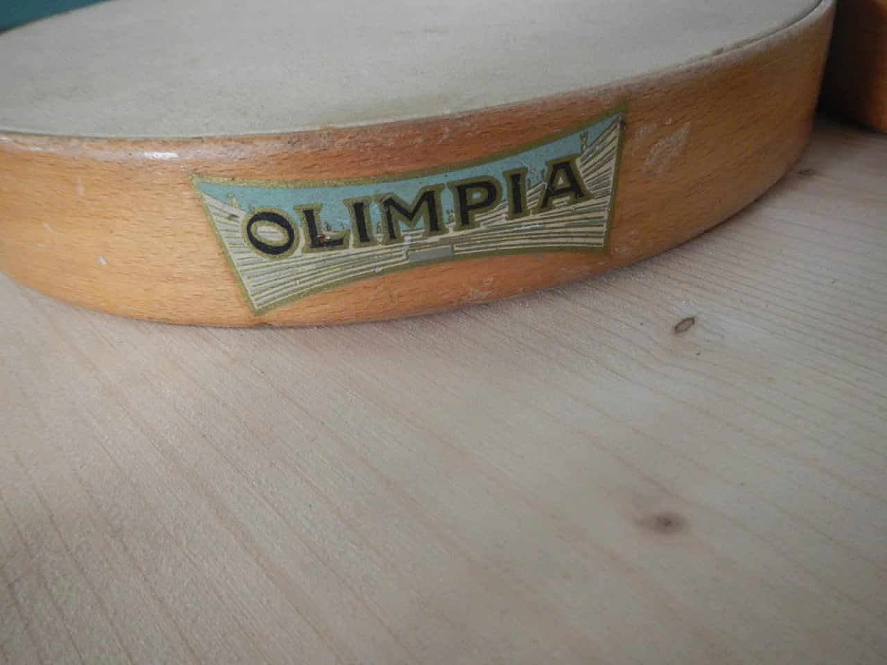 Pair of beech and leather tambourines by Olympia, 1950s 8