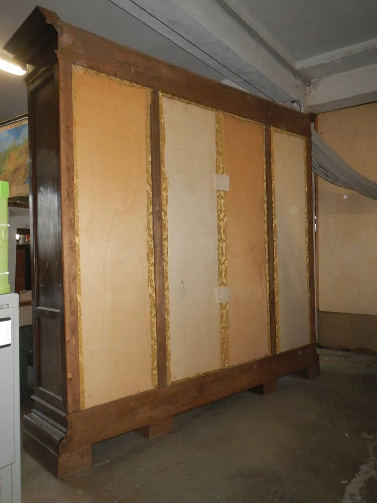 Walnut bookcase with four glass doors, 1950s 8