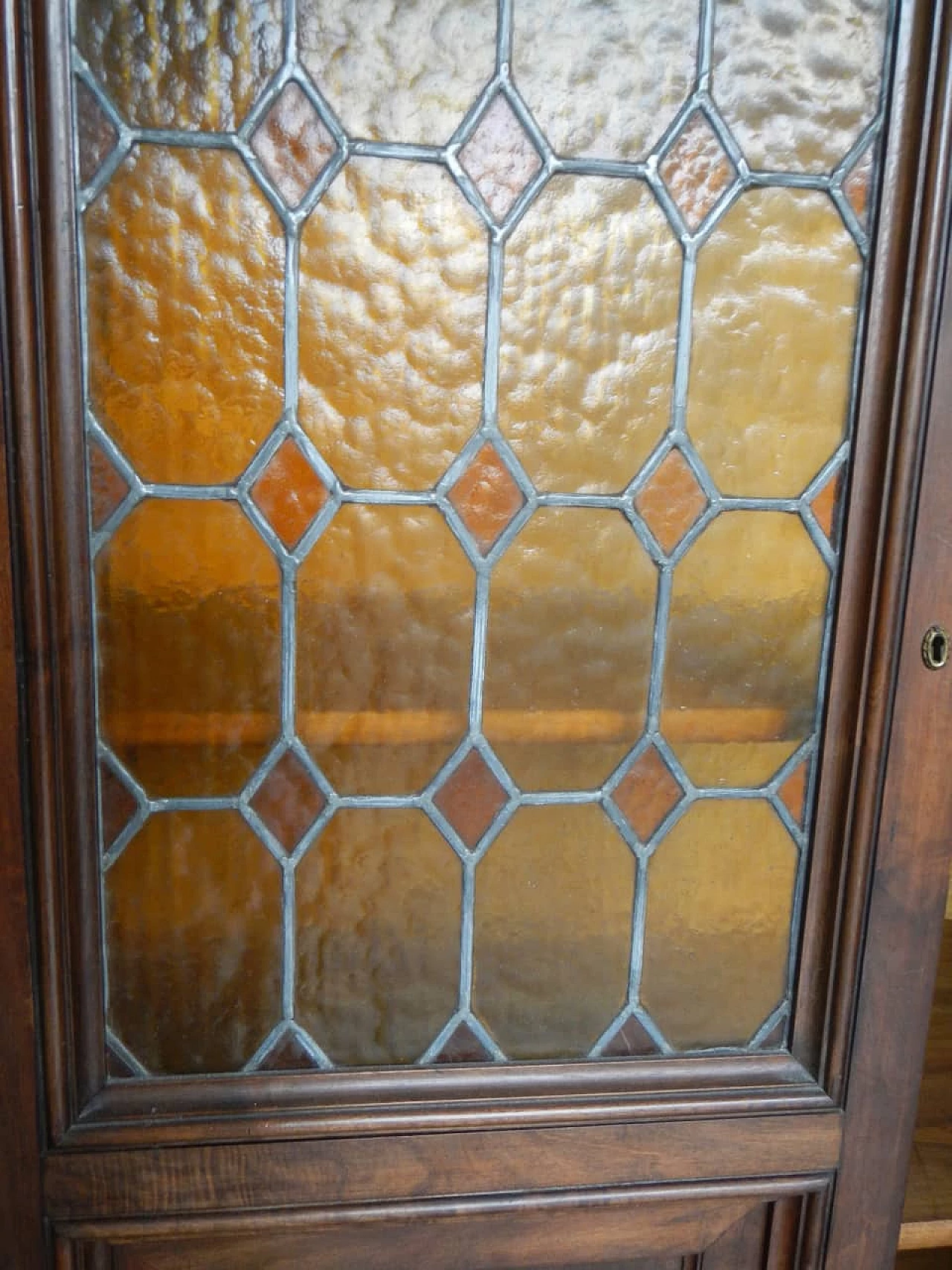 Walnut bookcase with four glass doors, 1950s 11