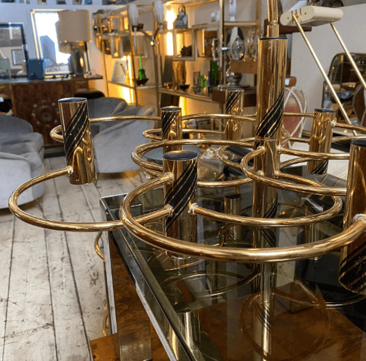 Brass chandelier by Gaetano Sciolari, 1970s 5