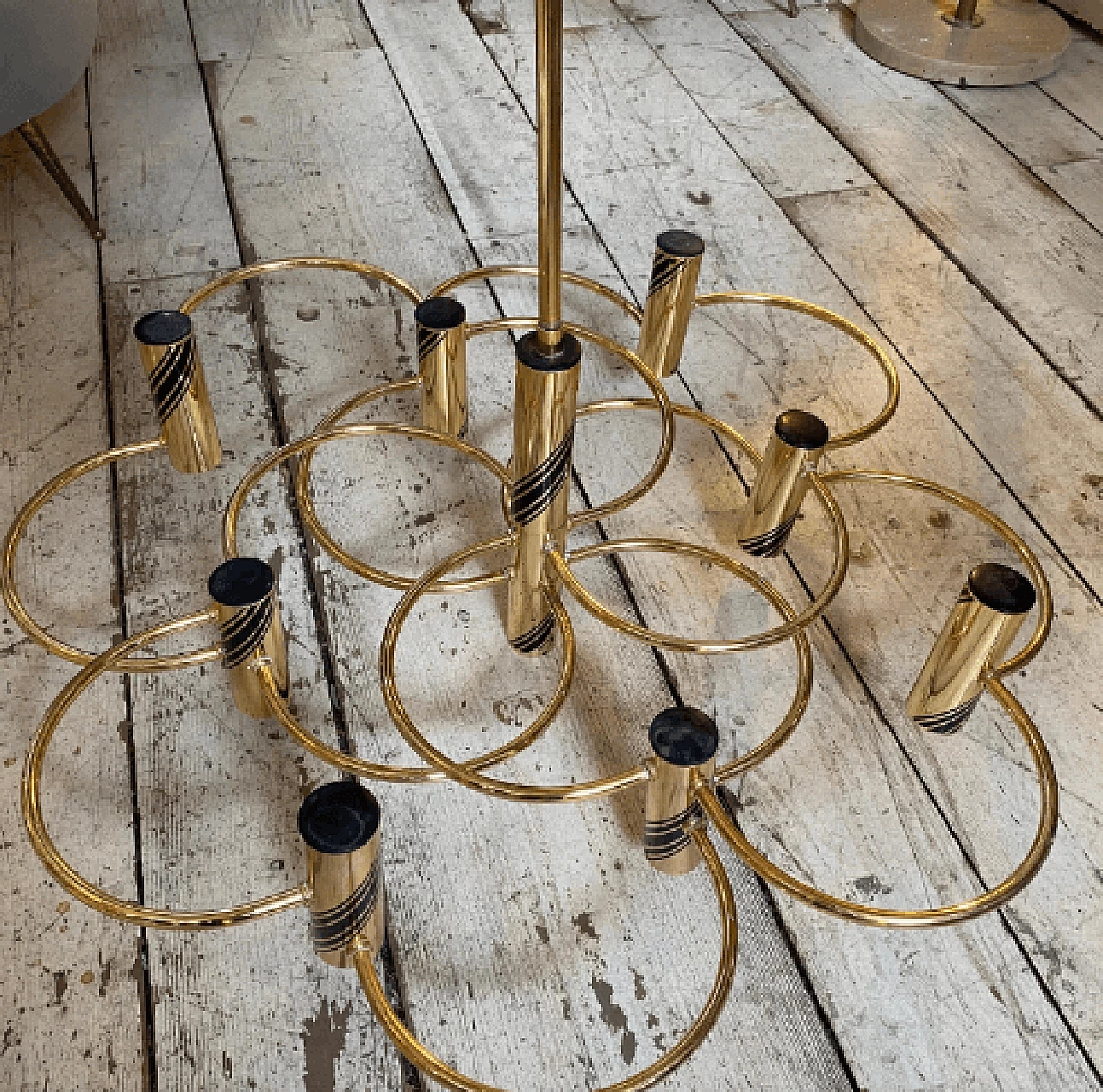 Brass chandelier by Gaetano Sciolari, 1970s 10