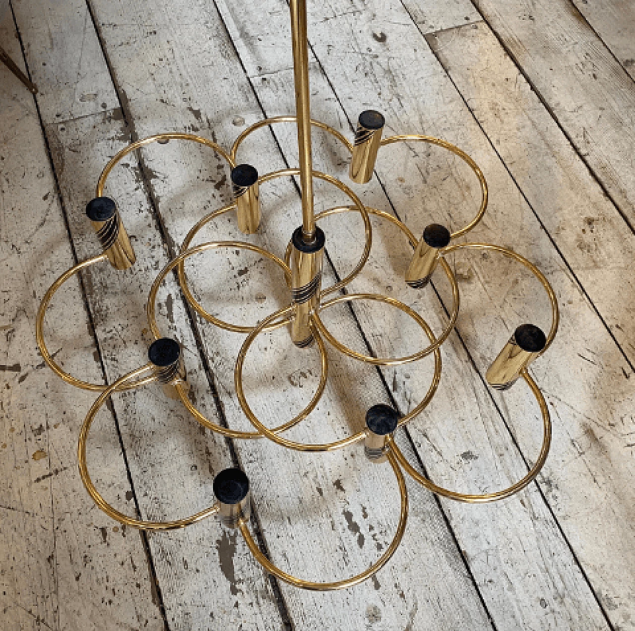 Brass chandelier by Gaetano Sciolari, 1970s 11