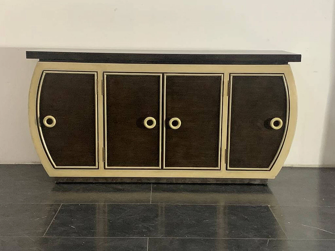 Art Deco style lacquered sideboard with rounded sides, 1990s 1