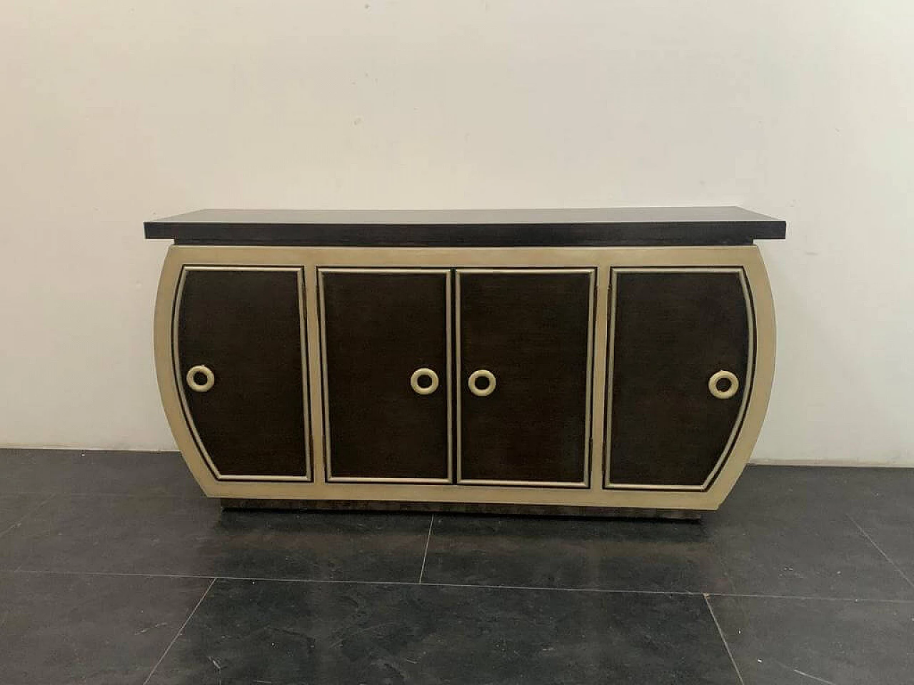 Art Deco style lacquered sideboard with rounded sides, 1990s 2