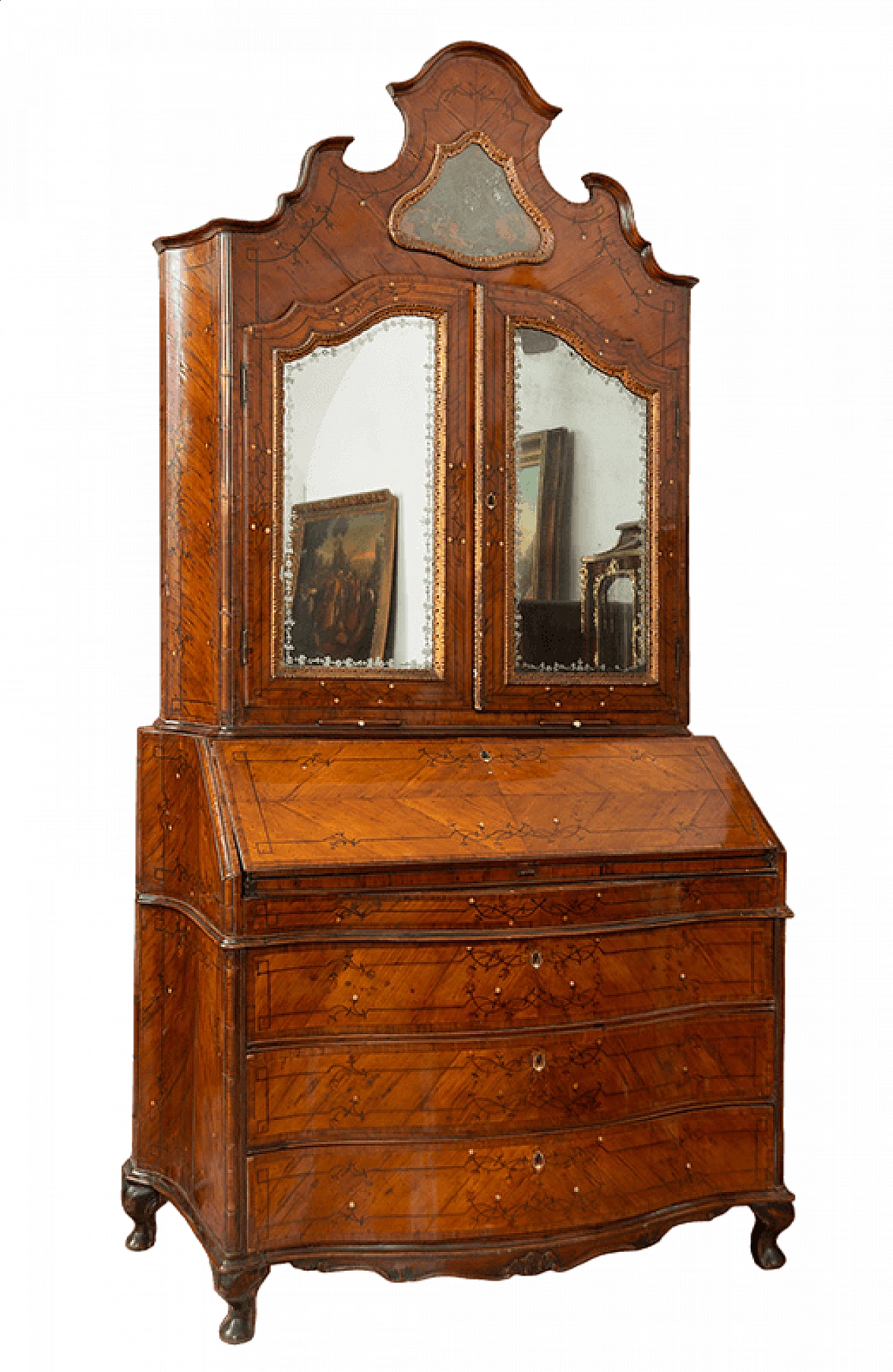 Trumeau Louis XV in walnut and exotic woods, 18th century 8