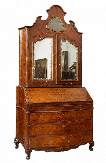 Trumeau Louis XV in walnut and exotic woods, 18th century