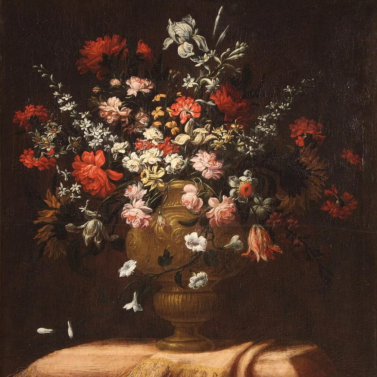 Still life with vase of flowers, oil painting on canvas, 18th century 2