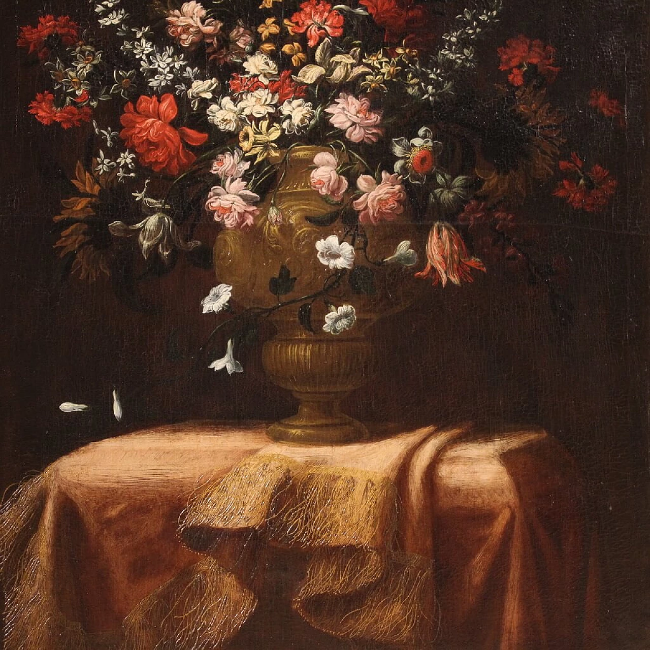 Still life with vase of flowers, oil painting on canvas, 18th century 3