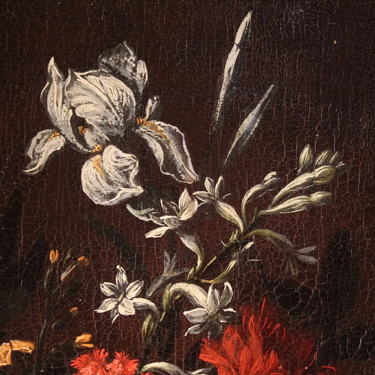 Still life with vase of flowers, oil painting on canvas, 18th century 5