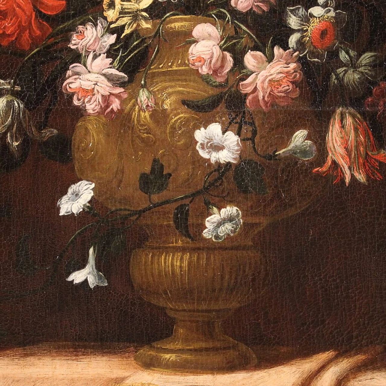 Still life with vase of flowers, oil painting on canvas, 18th century 6