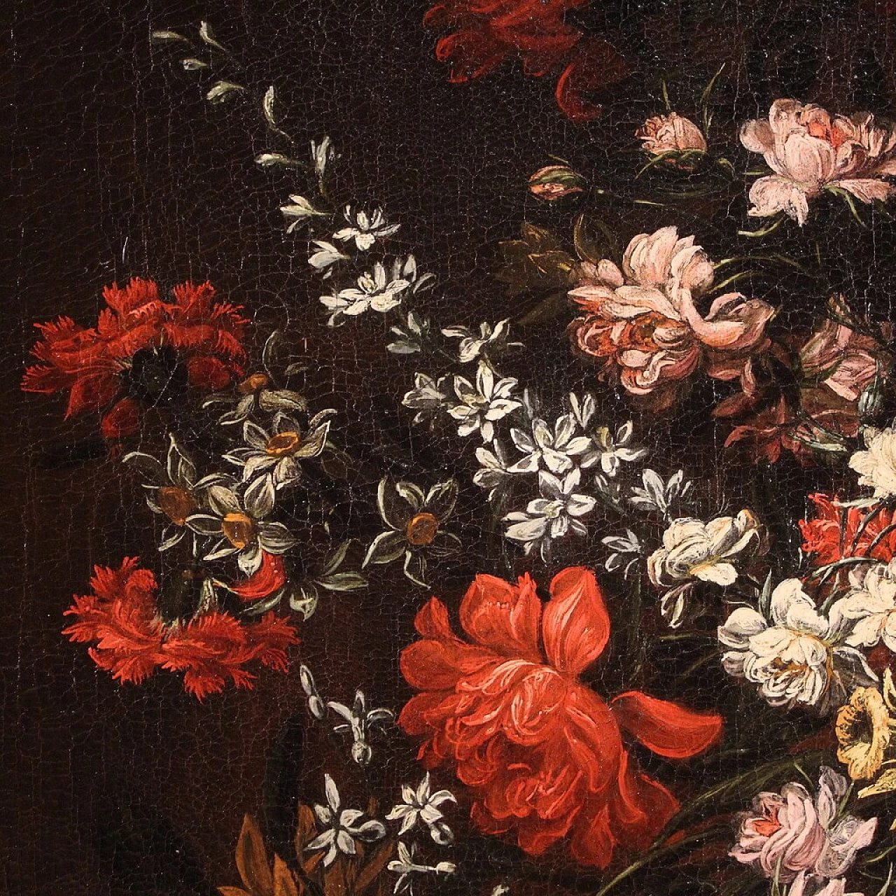 Still life with vase of flowers, oil painting on canvas, 18th century 8