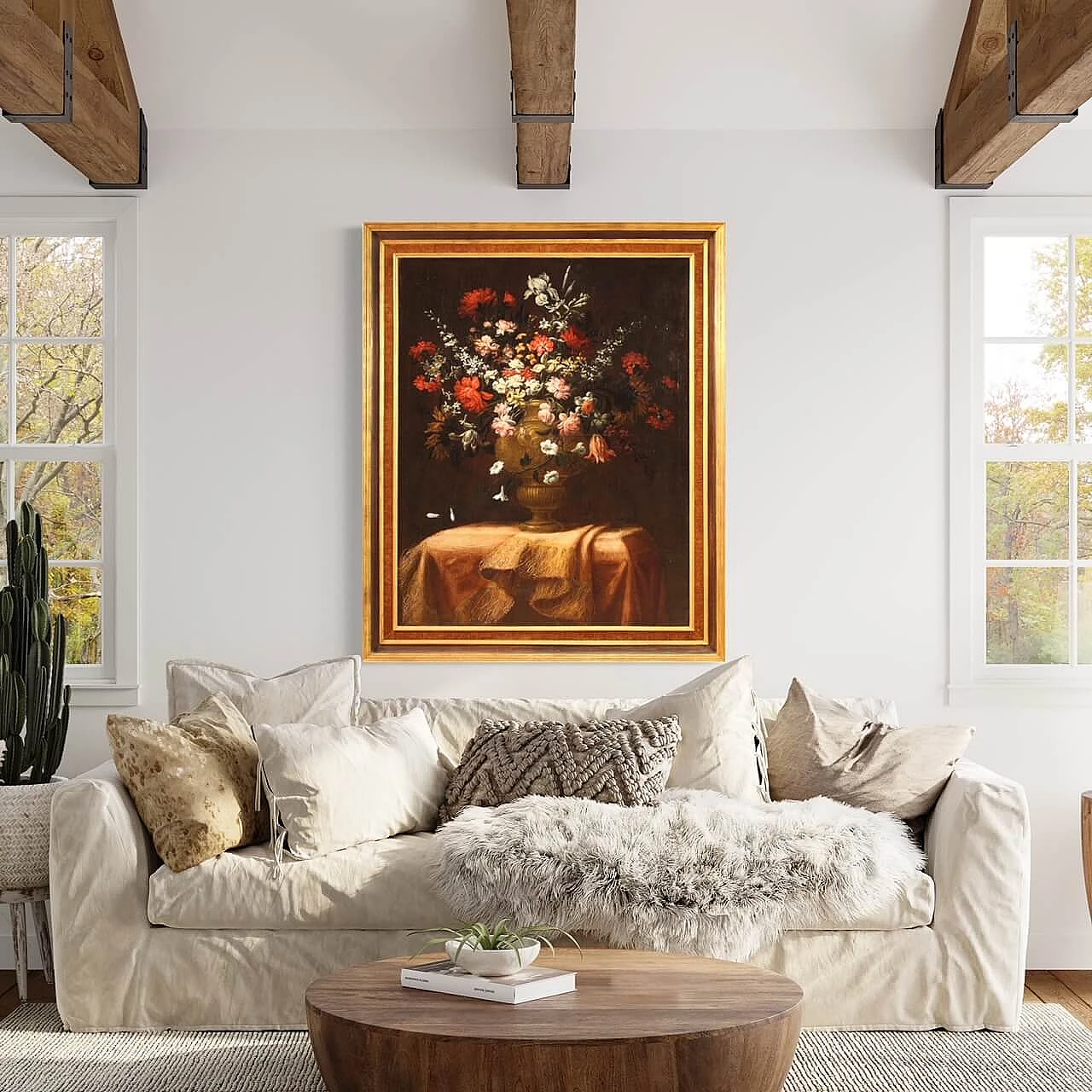 Still life with vase of flowers, oil painting on canvas, 18th century 15