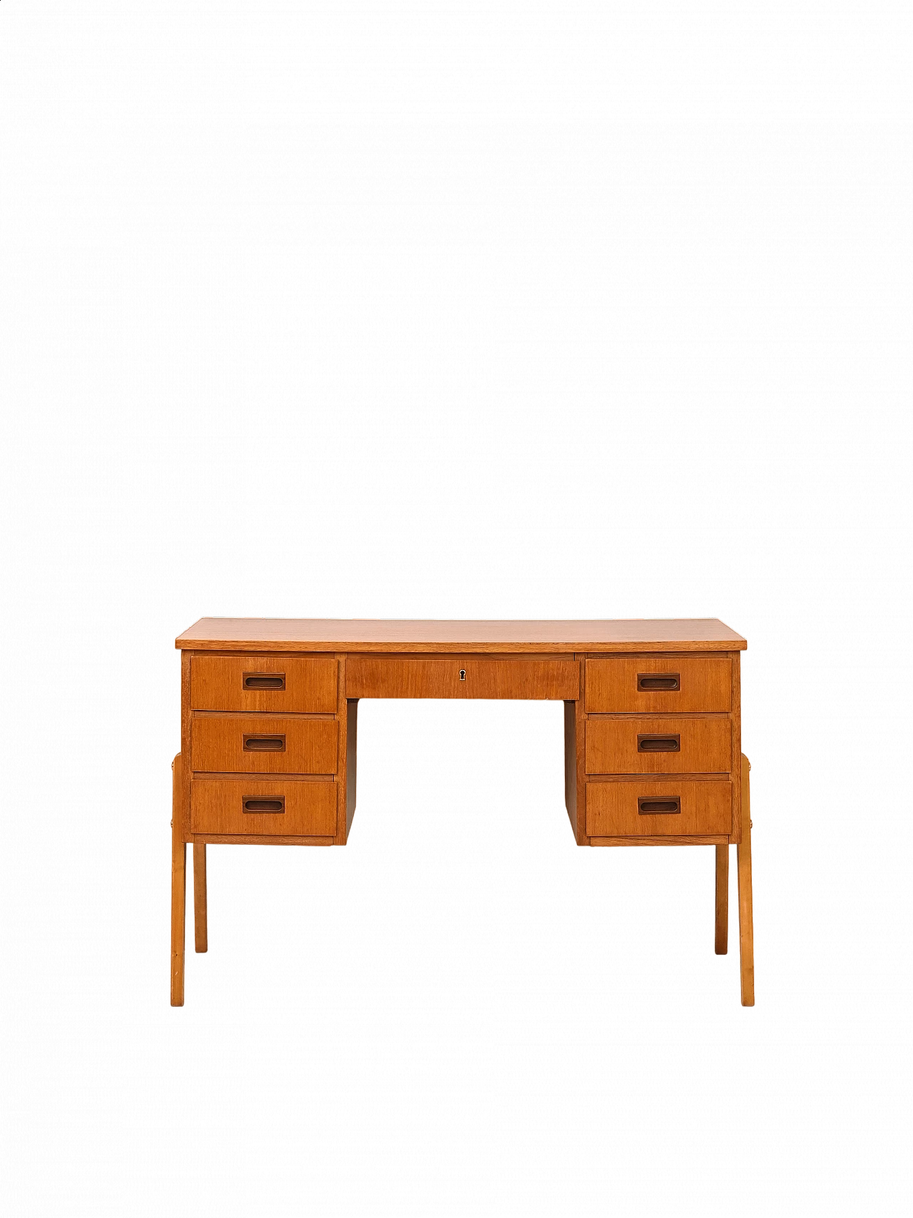 Teak desk with drawers on the sides, 1960s 16