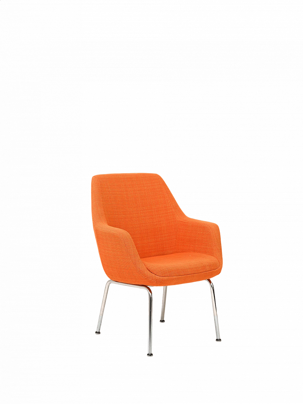 Poltrona in acciaio e tessuto arancione, anni '70 12