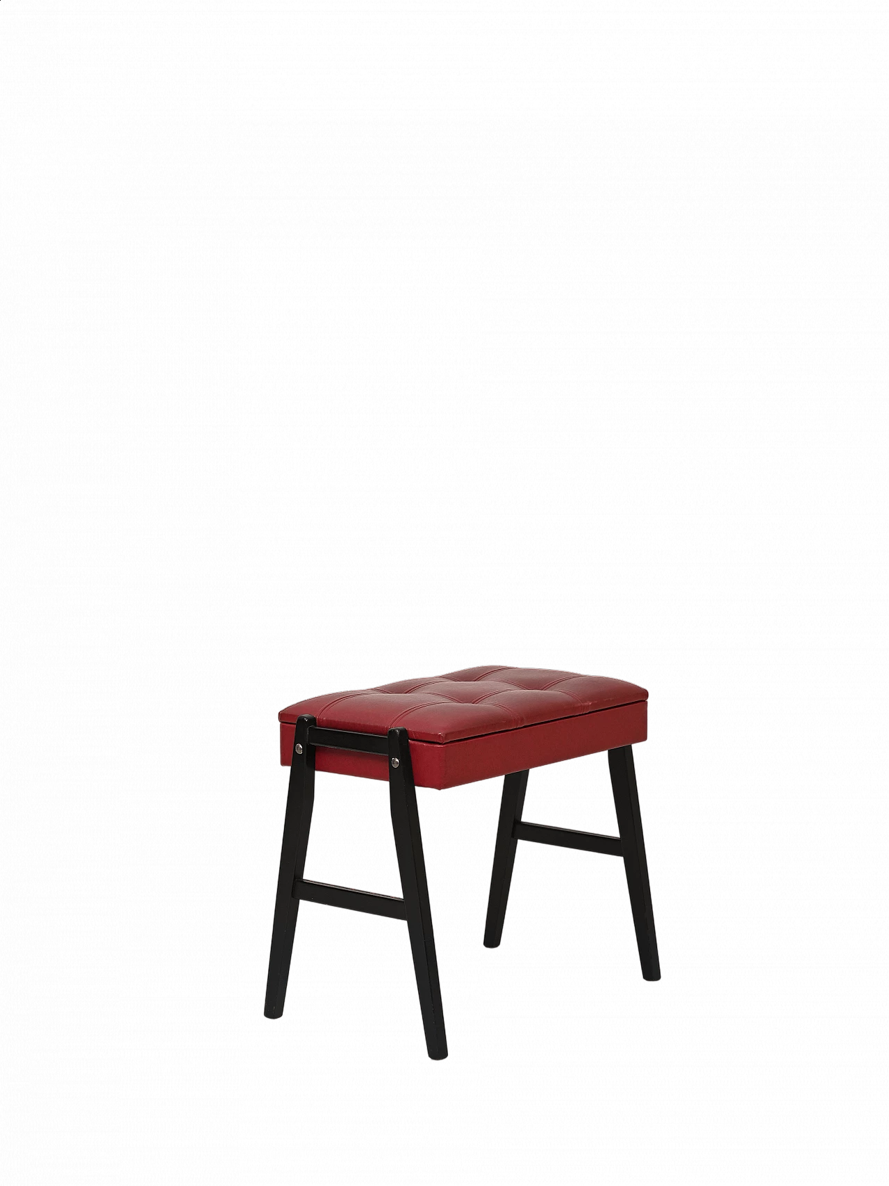 Sgabello contenitore in legno e similpelle, anni '60 11