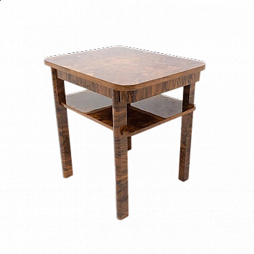 Tavolo Art Déco in radica di noce attributo a Thonet, anni '30