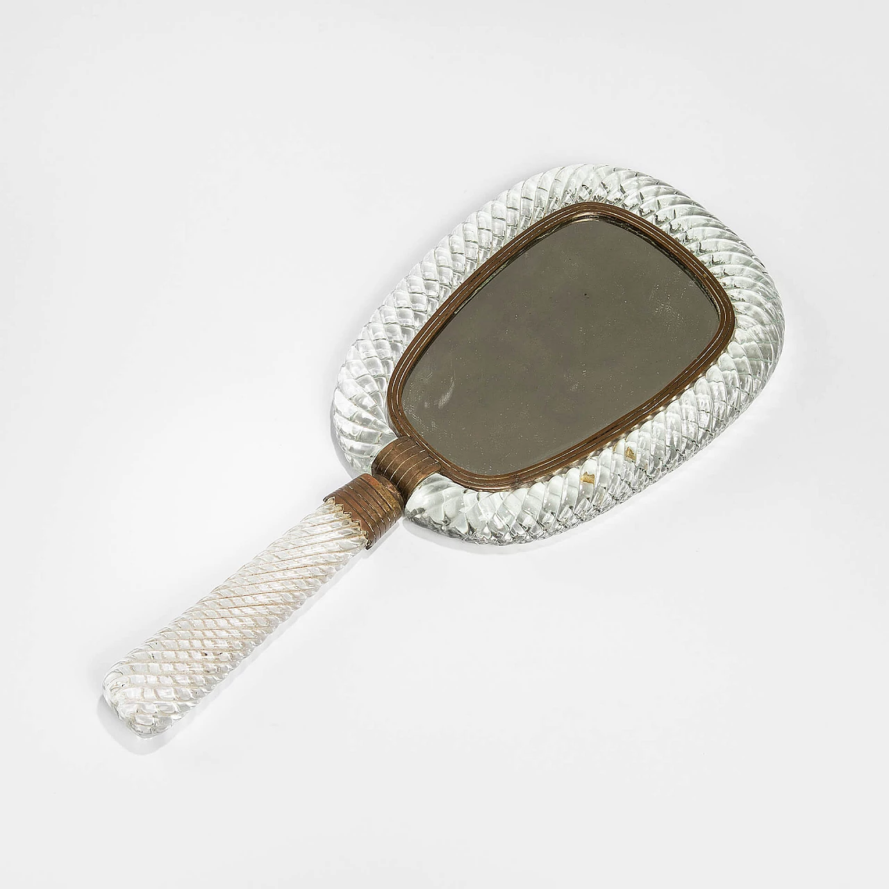 Crystal and brass table mirror for Venini, 1930s 1