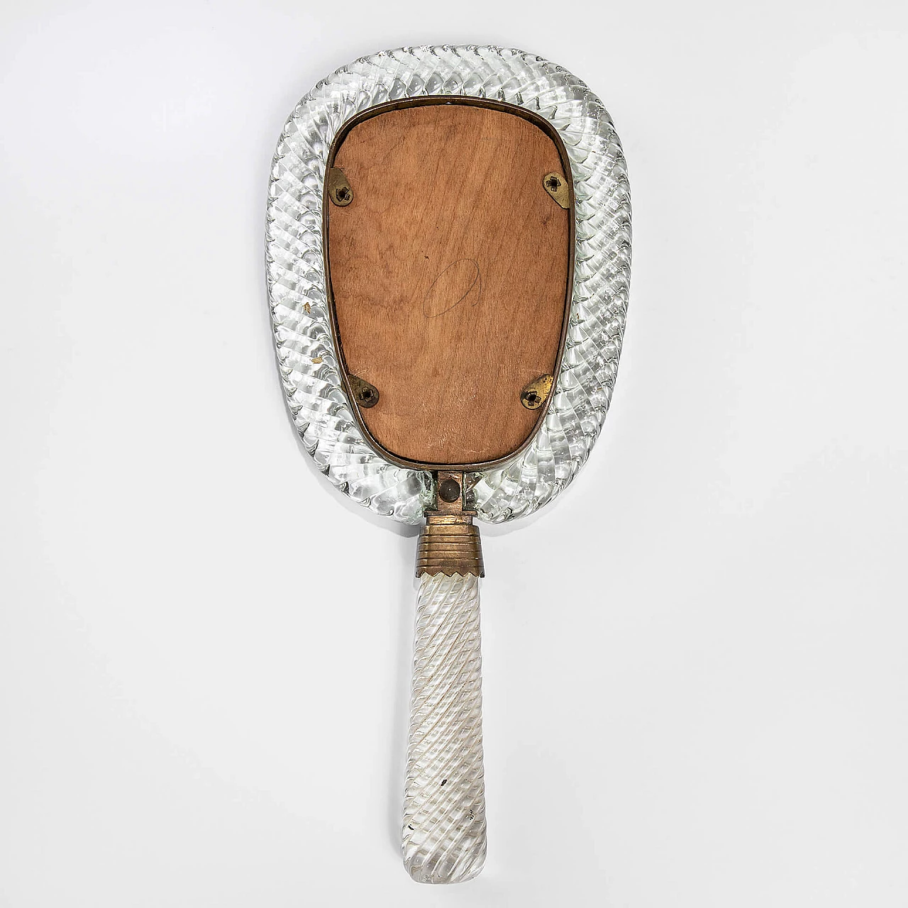 Crystal and brass table mirror for Venini, 1930s 2