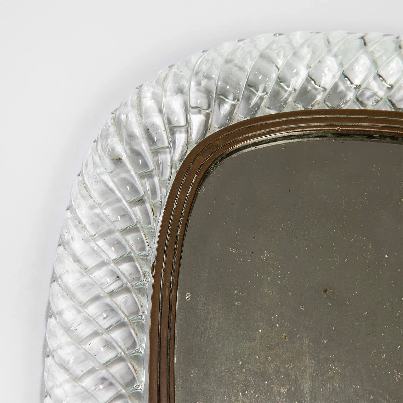 Crystal and brass table mirror for Venini, 1930s 4