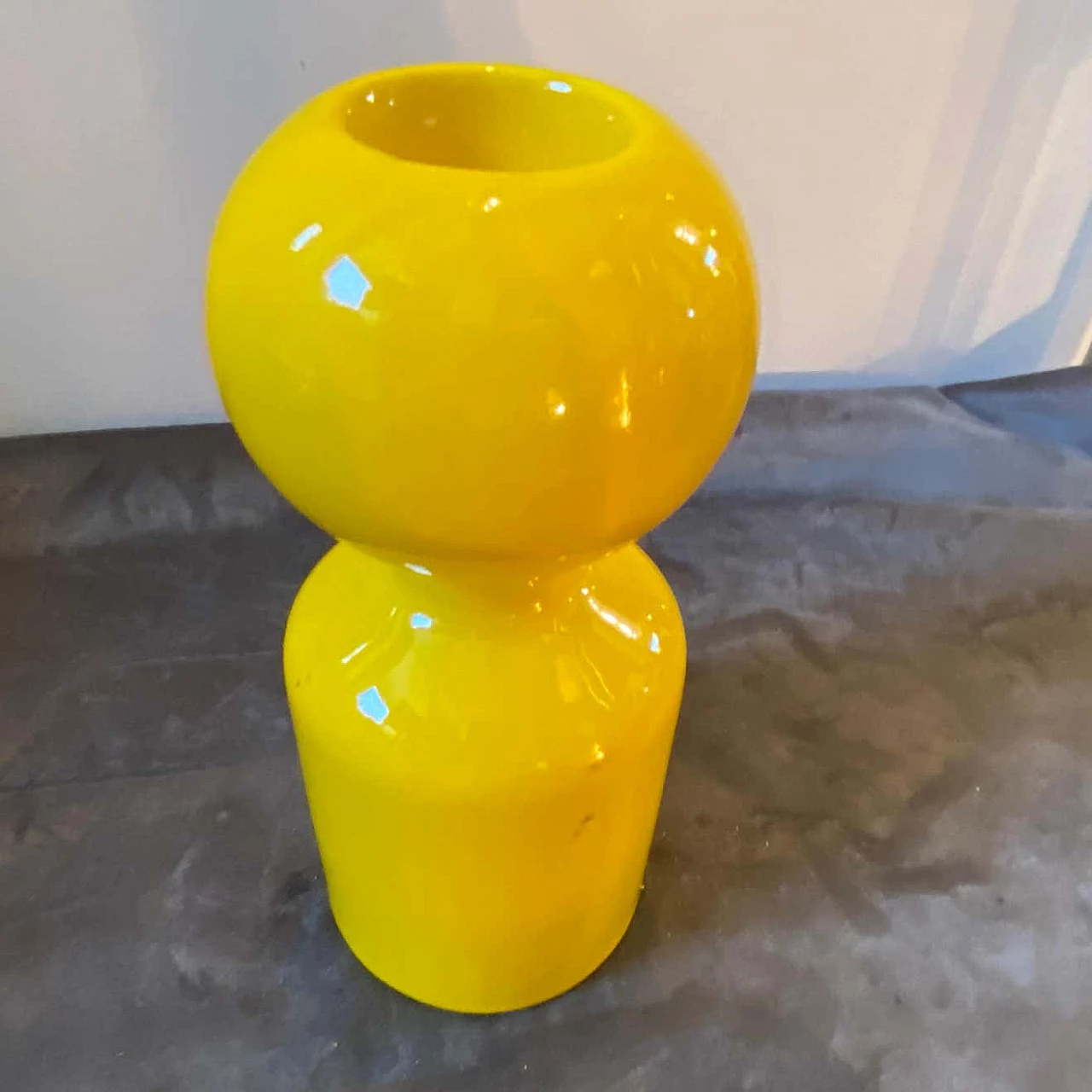 Space Age yellow glass candle holder for Gabbianelli, 1970s 2