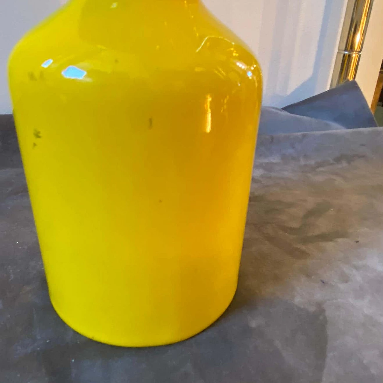 Portacandele in vetrochina giallo Space Age per Gabbianelli, anni '70 4