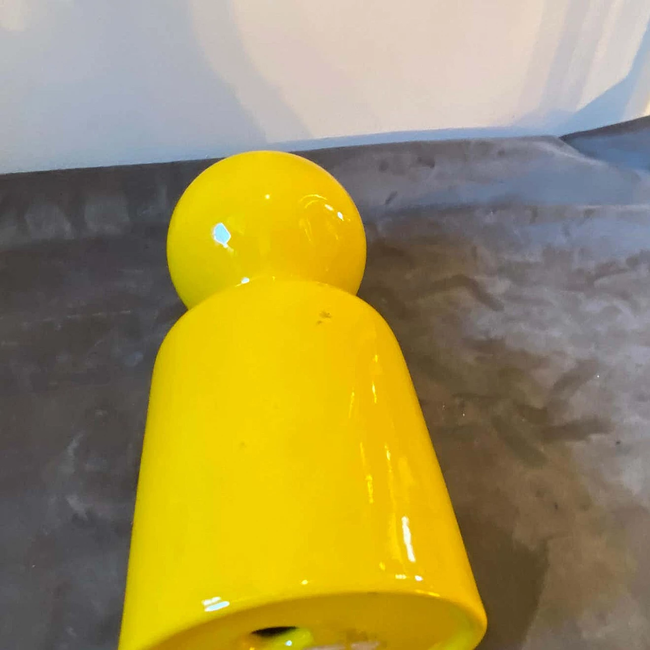 Space Age yellow glass candle holder for Gabbianelli, 1970s 5