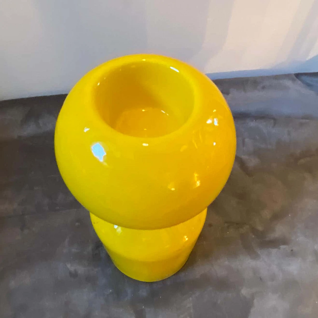 Space Age yellow glass candle holder for Gabbianelli, 1970s 6
