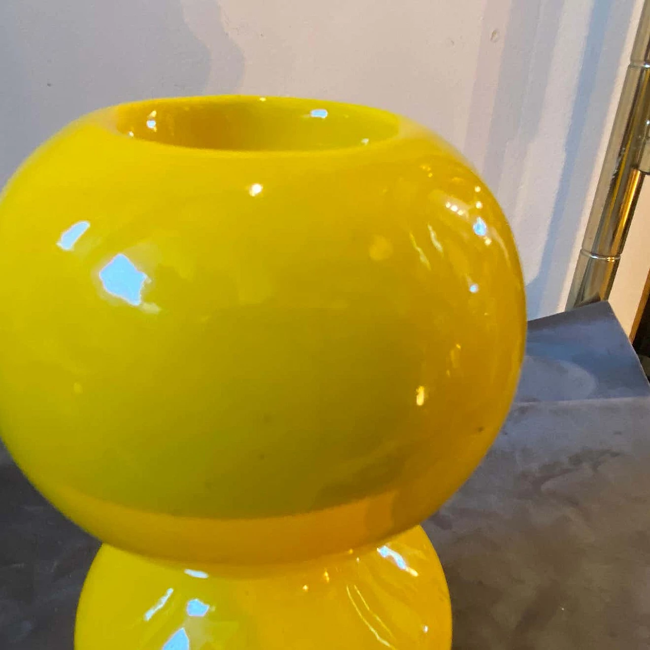 Space Age yellow glass candle holder for Gabbianelli, 1970s 8