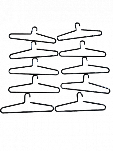 10 Black lacquered metal hangers, 1980s