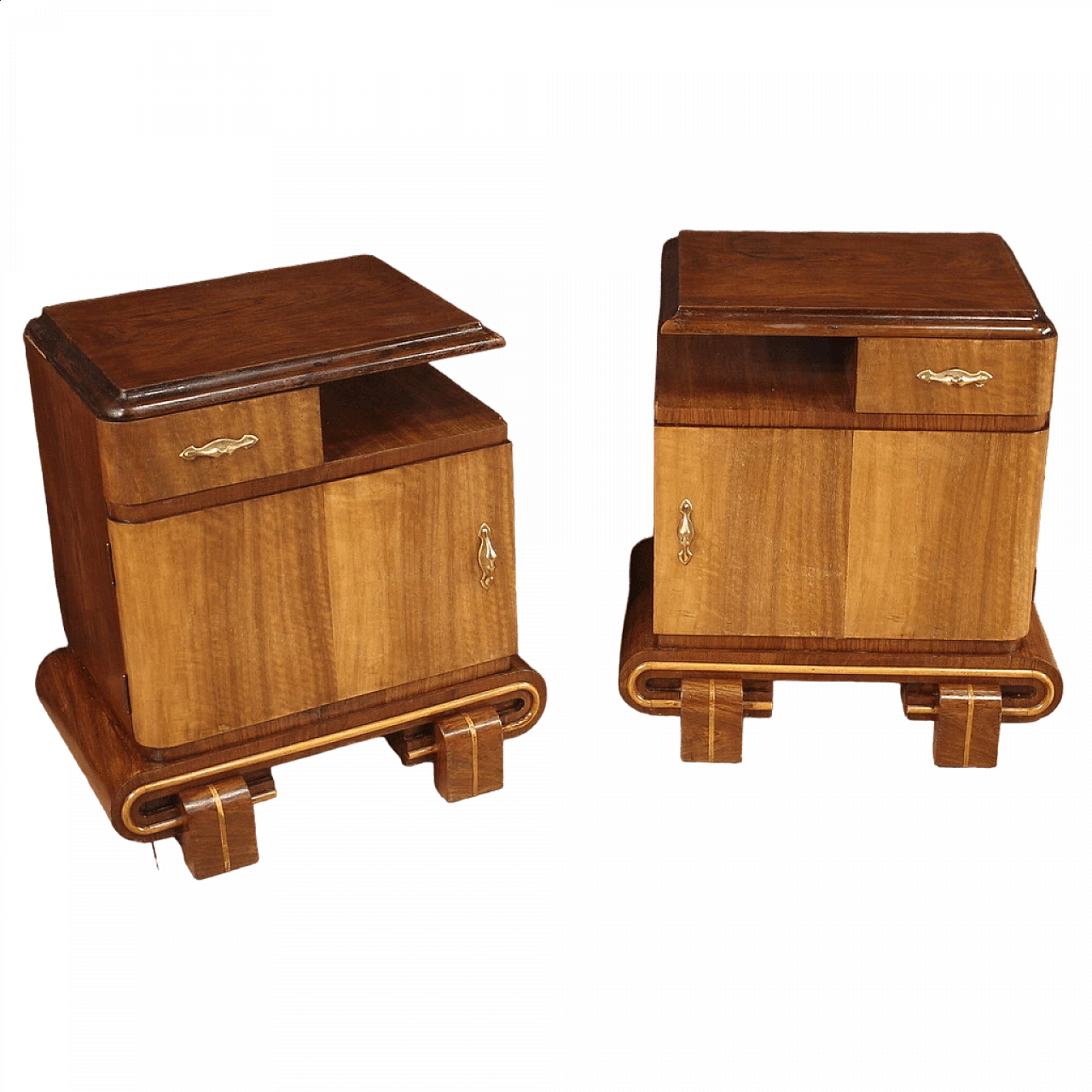 Pair of wooden bedside tables in Art Deco style, 1950s 13