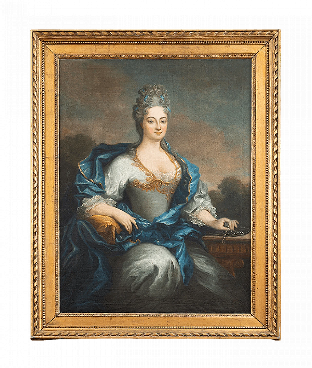 Painting depicting portrait of noblewoman with pearl necklace, first quarter 18th century 5
